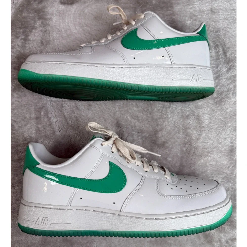 Nike Air Force 1 07 Premium Platinum Tint Stadium Green Sneakers Mens 8.5